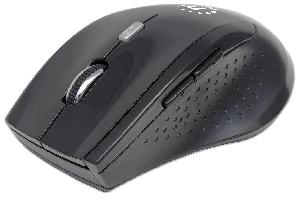 Manhattan Curve Wireless Mouse - Black - Adjustable DPI (800 - 1200 or 1600dpi) - 2.4Ghz (up to 10m) - USB - Optical - Five Button with Scroll Wheel - USB micro receiver - 2x AAA batteries (included) - Full size - Low friction base - Three Year Warranty -